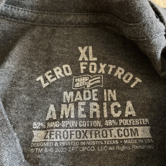Zero Foxtrot USA Mens XL Graphic Grey Crew Neck Tee Indian Skull Warchief - Picture 6 of 8